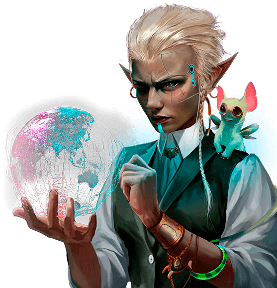 эльфт с шаром в руках